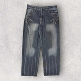 Embroidered Baggy Jeans - W36 L32